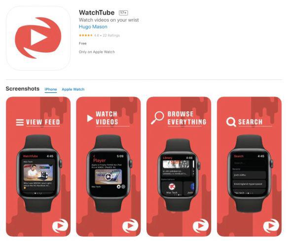 免费应用WatchTube 能让你在苹果手表上看油管视频！